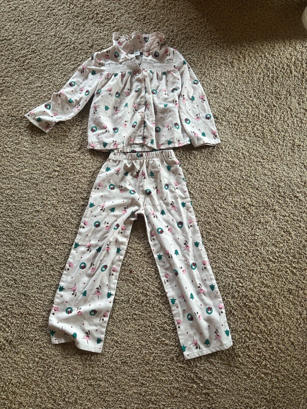Janie and Jack White Holiday Motif Pajama Set